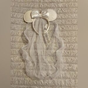 Sparkling White Mouse Ears Headband with Veil